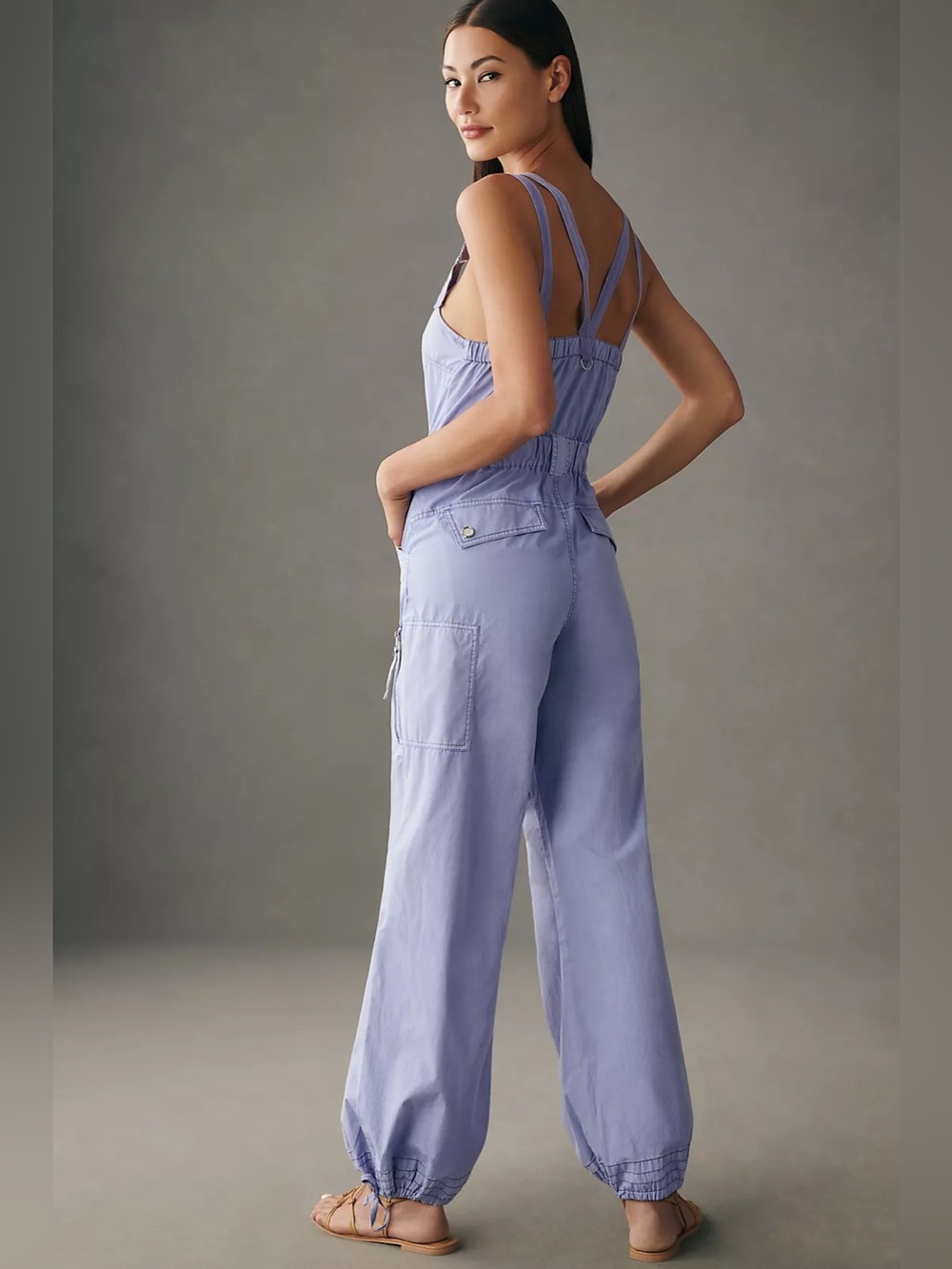 Anthropologie Pilcro Parachute Jumpsuit Sz L  Lavender Overalls - Picture 3 of 14
